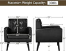 Yaheetech Mid-Century Accent Chairs, PU Leather Modern Upholstered Living Room Chair, Cozy Armchair Button Tufted Back and Wood Legs for Bedroom/Office/Cafe Black by CozyNest Decor