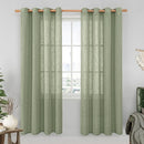 LAMIT Sage Green Linen Sheer Curtains 80 inch for Living Room, Soft Thick Bronze Grommet Light Filtering Boho Window Textured Neutral Drapes for Bedroom Farmhouse, 2 Panels Set, 52 x 80 Inch by CozyNest Decor
