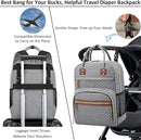 Diaper Bag Backpack Tote with Insulated Pockets for Men Baby Boys Girls Newborn Unisex Tactical Large Capacity, Multifunctional Waterproof Grey by TinyTreasures Baby Boutique