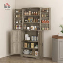 HOMCOM 72" Farmhouse Kitchen Pantry Cabinet, Freestanding Tall Storage Cabinet with 4 Barn Doors, 4 Adjustable Shelves and 8 Door Shelves, Gray Wash by CozyNest Decor