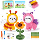 Crochet Kit for Beginners, 2PCS Cats Dressed as Bee and Butterfly Crochet Kits with Step-by-Step Video Tutorials, Beginner Crochet Kits for Kids and Adults, Animal Crocheting Kit for Starters by TinyTreasures Baby Boutique
