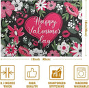 Happy Valentine's Day Placemats Set of 4 Valentine Flowers Love Heart Place Mats Pink Red White Floral Linen Table Mats Seasonal Black Placemat for Anniversary Wedding Party Kitchen Dining Decor by CozyNest Decor