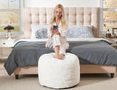 Boho Ottoman Living Room Furniture 26"x18" Large Round Ottomans Pouf Couch Foot Rest Grey Pouf Ottoman Foot Rest with Foam Chunk Filling Pouffe Ottomans Stuffed Foot Rest Poufs for Couch by CozyNest Decor