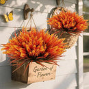 Geegoods Artificial Plants Flowers Outdoor – Faux Lavender Flowers with Monkey Grass UV Resistant Plastic Faux Plants for Garden Porch Window Patio Hanging Planter Home Decor (Autumn-Orange, 48PCS) by CozyNest Decor