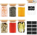 6oz Glass Food Storage Jars, Glass Jars with Bamboo Lids, Kitchen Storage Jars, Set of 6, Canisters with Airtight Lids for Spice, Coffee, Cookie, Pantry Organizers by CozyNest Decor