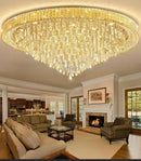 53.7'' Modern Crystal Big Large Chandeliers LED Dimmable Flush Mount Ceiling Chandeliers for Living Room High Ceiling Entrance Foyer Lobby Bedroom Gold by CozyNest Decor