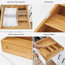 Premium Cutlery, Flatware, and Silverware Drawer Organizer – Slanted 3-Compartment Design with Labeled Slots, Non-Slip Feet, 100% Sustainable Bamboo by CozyNest Decor