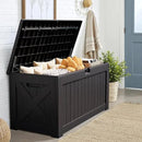 JUMMICO 120 Gallon Resin Deck Box, Large Outdoor Storage Box Waterproof & Lockable for Garden, Patio, Pools (Black) by CozyNest Decor