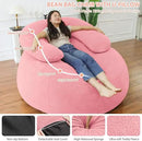 HABUTWAY Bean Bag Chair with U-Shaped Pillow for Adult and Kids Big BeanBag Chair with Filling Ultra Soft Teddy Fleece Couch Chair with Washable Cover for Living Room Bedroom, Light Pink & Light Pink by CozyNest Decor