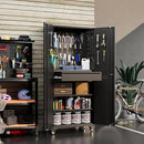 Metal Garage Cabinet with Wheels,71''H Rolling Lockable Steel Tool Cabinet with Pegboard & 1 Drawer for Garage,Home,Office Assembly Required,Black/Red by GreenHaven Gardens