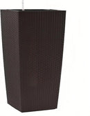 30in Tall Large Plant Pots Planter-Self-Watering Indoor/Outdoor Planting with Drain Holes, Water Level Monitor, Inner Bucket for Front Porch Patio, Brown Large
