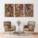 Aurlan Burnt Orange Wildflowers Botanical Wall Art Set(16"x24"), 3 Pieces Abstract Floral Blossom Framed Canvas Artwork, Large Mid Century Modern Boho Nature Wall Decor for Office Bedroom Living Room by CozyNest Decor