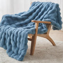 Lotus Karen Fuzzy Throw Blanket Blue - Big Bubble Faux Rabbit Fur Blanket for Couch,Softest Cozy Fluffy Blanket,Thick Furry Plush Shaggy Warm Blankets for Women,50x60 Inches by CozyNest Decor