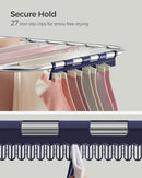 SONGMICS Clothes Drying Rack, with Sock Clips, Metal Laundry Rack, Foldable, Space-Saving, Free-Standing Airer, with 2 Height-Adjustable Gullwings, Indoor Outdoor Use, Silver and Blue ULLR52BU by TinyTreasures Baby Boutique