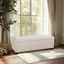 BELLEZE 47 Inch Storage Ottoman, Linen Storage Bench for Bedroom, Living Room, Entryway, Hallway, Foot Rest, Support 300lbs - Beige by CozyNest Decor