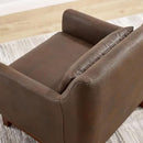Extra Deep Accent Chair, Comfy Fabric Armchair with Wood Base, Upholstered Single Sofa Chair for Living Room & Bedroom, Faux Leather Dark Brown by CozyNest Decor