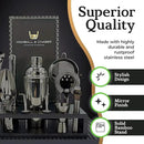 Highball & Chaser 13-Piece Cobbler Cocktail Shaker Set: Black Polished Stainless Steel Bartender Kit for Home Bar Set | Laser Engraved Tools Plus E-Book with 30 Recipes by CozyNest Decor