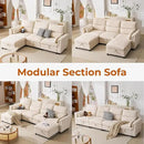 132'' Oversized Modular Sectional Sofa, U Shaped Comfy Sectional Couch with Large Storage, 6 Seat Chenille Deep Seat Cloud Sofa with 2 Throw Pillows for Living Room,Beige by CozyNest Decor