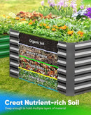Quictent Galvanized Raised Garden Bed 8x4x2 Ft Tall Metal Planter Box for Vegetables Bottomless for Backyard, 2 Tomato Cages Included, 22.04" Deep, Dark Grey by GreenHaven Gardens