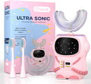 Sensory 360 Round U-Shaped Astronaut Design Mouthguard Electric Toothbrush for Kids Ages 2-7 - Automatic Memory Function - 5 Modes Toothbrush with Multiple Heads – Kids Travel Essentials (Pink) by TinyTreasures Baby Boutique