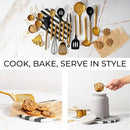 Black and Gold Kitchen Utensils Set - 19-PC Set Includes Stainless Steel and Silicone Cooking Utensils, Measuring Cups and Spoons - Black and Gold Kitchen Accessories for Stylish Cooking & Serving by CozyNest Decor