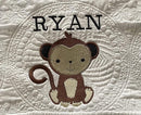 Personalized Baby Blanket Baby Quilt Monogrammed Blankets for Boys and Girls Embroidered Baby Gifts Monkey by TinyTreasures Baby Boutique