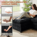 113" Oversized Cloud Couch, U Shape Sectional 4 Seat Sofa with Double Chaises, 2 Layer Cusions, Deep Seat Comfy Sofa, Upholstery Chenille Fabric for Living Room, Black by CozyNest Decor
