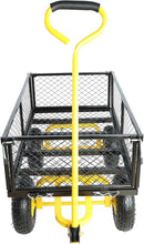 Wagon Removable Sides - Farm, Warehouse, Yard Dump Cart - Yellow+Black Air Wheels by GreenHaven Gardens