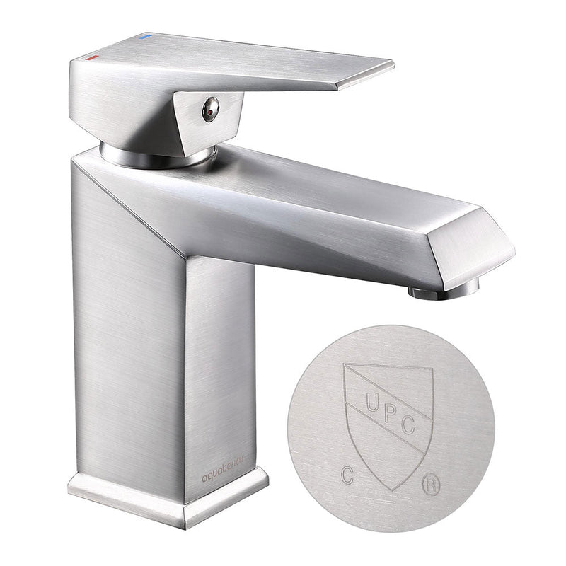 Aquaterior Bathroom Sink Faucet Square 1-Handle Cold & Hot, 7"H