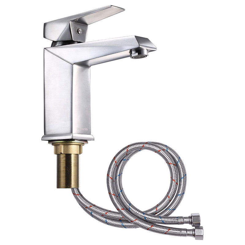 Aquaterior Bathroom Sink Faucet Square 1-Handle Cold & Hot, 7"H