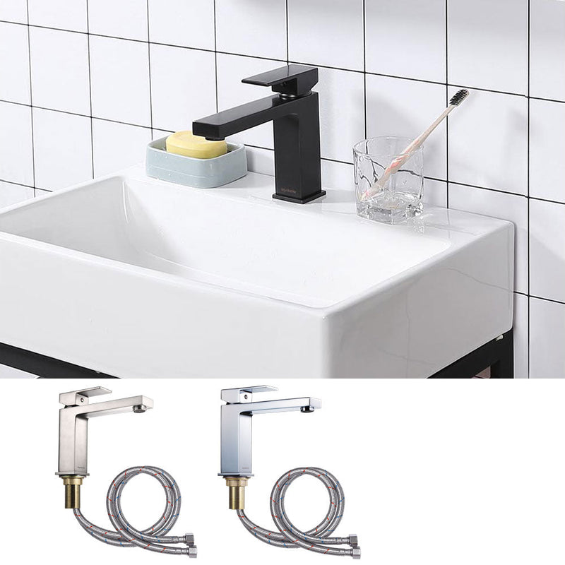 Aquaterior Bathroom Sink Faucet Square 1-Handle Cold & Hot