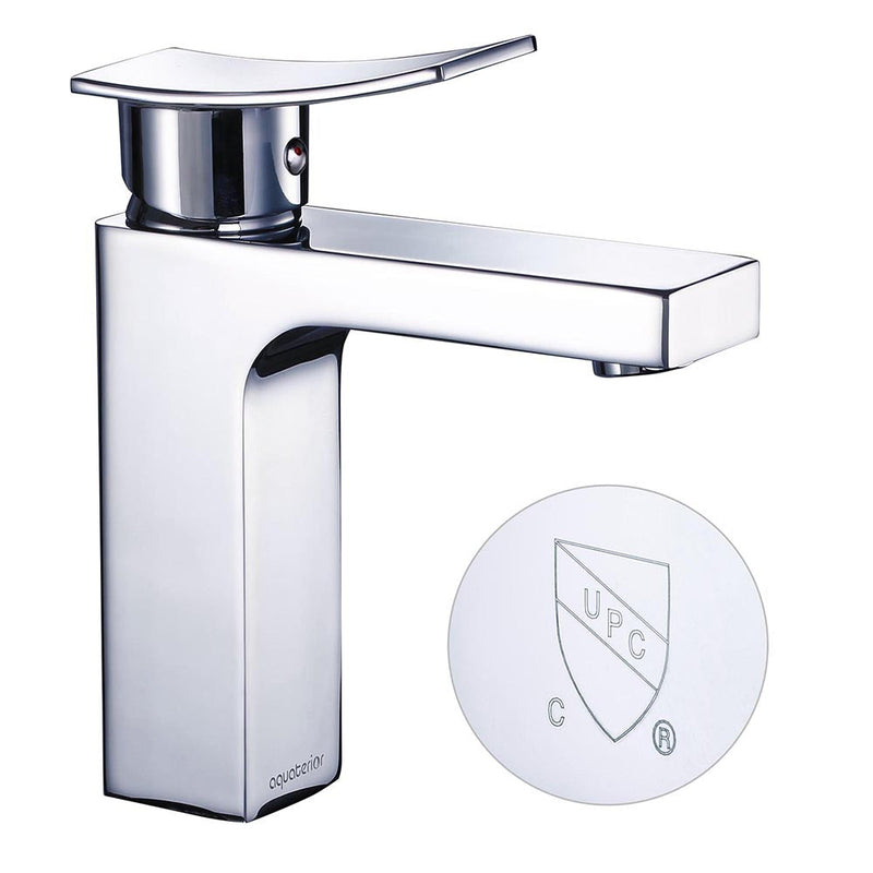 Aquaterior Bathroom Faucet Single Hole Square 1-Handle Cold Hot 7.5"H