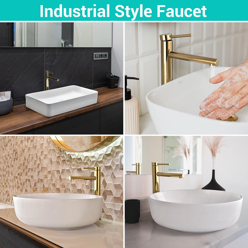 Aquaterior Single Handle Bathroom Faucet 13" Tall