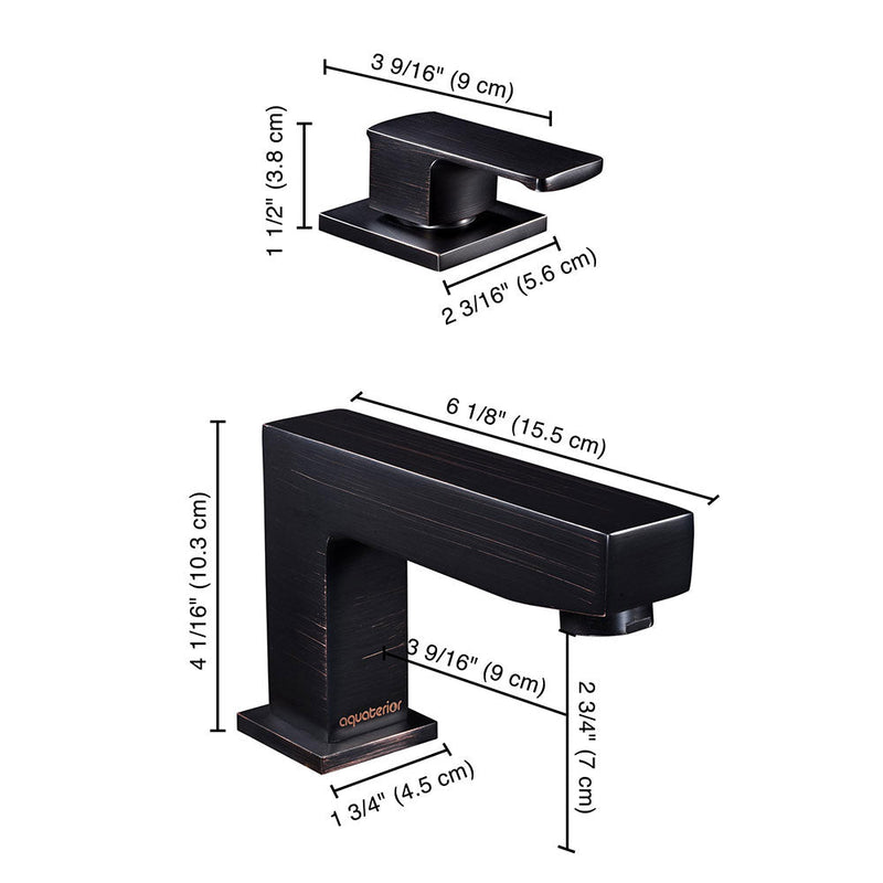 Aquaterior Widespread Faucet 3-Hole 2-Handle Cold Hot 4"H, Oil Rubbed Bronze