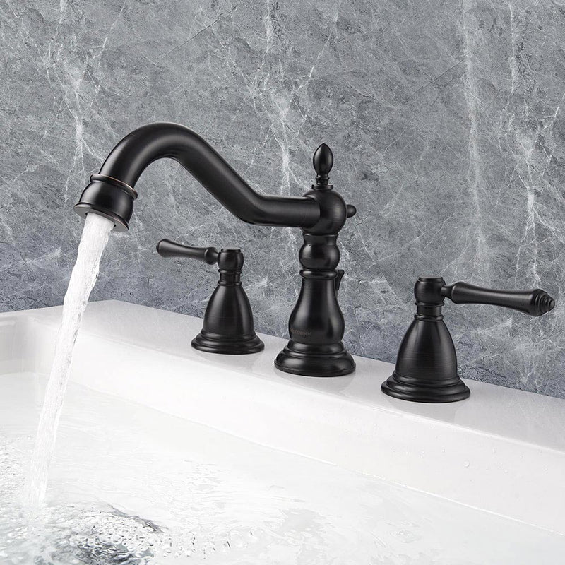 Aquaterior Widespread Faucet w/ Drain 3-Hole 2-Handle Cold Hot 6"H