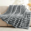 BEDELITE Faux Fur Throw Blanket for Couch, Soft and Cozy Luxurious 3D Striped Fluffy Blanket, 770GSM Thick Warm Plush Fuzzy Faux Rabbit Fur Blanket for Women Gift (Crey, 60"x 80") by CozyNest Decor