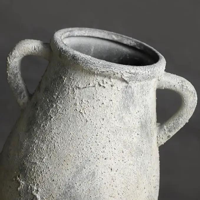 Large Ceramic Rustic Vase,11.3 inch Tall Farmhouse Flower Vase with 2 Handles for Home Decor, Living Room Entryway Table Centerpiece Decor, photo 4 of 7