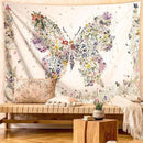 Damanse Butterfly Tapestry Wall Hanging Cute,Boho Wall Tapestry for Bedroom Aesthetic,Flower Living Room Decor for Teen Girls (White, 59.80" x 78.70") by CozyNest Decor