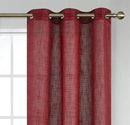 MIUCO Semi Sheer Curtains Poly Linen Textured Solid Grommet Curtains 63 Inches Long for Living Room 2 Panels (2 x 37 Wide x 63" Long) Burgundy by CozyNest Decor