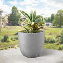 Kante 14 Inch Dia Round Concrete Planter, Indoor Outdoor Large Plant Pot with Drainage Hole and Rubber Plug for Home Patio Garden, Gray Concrete by GreenHaven Gardens
