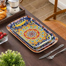 vancasso Serving Platters Set of 3, 16"/14"/12" Inch Rectangular Trays - Serving Platter Extra Large, Bohemian Ceramic Serving Dish for Entertaining Food, Microwave & Dishwasher Safe, Colorful by CozyNest Decor