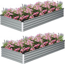 2 Pcs 8×2×1FT Galvanized Raised Garden Bed，Metal Planting Box for Outdoor Vegetable, Herb,Planter Gardening (Silver) by GreenHaven Gardens