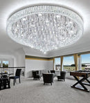 47'' Modern Chandeliers LED Dimmable Crystal Flush Mount Ceiling Chandeliers for Living Room High Ceiling Entrance Foyer Lobby Bedroom Silver by CozyNest Decor