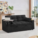 65'' 3-in-1 Folding Convertible Sofa Bed, Pullout Sofa, Modern Chenille Fabric, 360° Swivel Side Table, Easy Assembly, Perfect for Living Room, Black by CozyNest Decor