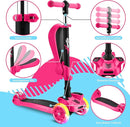 Hurtle 3-Wheeled Scooter for Kids - Wheel LED Lights, Adjustable Lean-to-Steer Handlebar, and Foldable Seat - Sit or Stand Ride with Brake for Boys and Girls Ages 1-14 Years Old by TinyTreasures Baby Boutique
