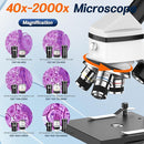 Microscope for Adults and Kids - 40X-2000X Monocular Microscopes with Slides Set, Dual Led Light, Phone Adapter, Professional Biological Optical Microscopes for Students School Home Education by TinyTreasures Baby Boutique