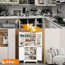 74.8" Tall Metal Food Cabinet, White Kitchen Pantry Cabinet, Storage Cabinets with 4 Door and 4 Adjustable Shelves, Steel Freestanding Cupboard for Kitchen Dining Room Living Room Bathroom by CozyNest Decor