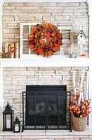 Briful Fall Wreaths for Front Door, 20inch Autumn Magnolia Leaves Wreath with Fruit Harvest Hanging Wreath for Outdoor Porch Home Kitchen Mantel Room Halloween Thanksgiving Decor by CozyNest Decor