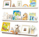 Picture Ledge Shelf for Wall, 48 inches Solid Pine Wood Nursery Book Shelves 3 Pack, Floating Ledge Shelves for Kids' Room, Bedroom, Bathroom Long Floating Shelves for Wall, White by CozyNest Decor