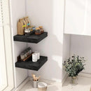 Fun Memories 12 Inch Floating Shelf, Rustic Wood Wall Shelves for Wall Decor & Storage, 12 x 12 Floating Shelf for Living Room, Bathroom, Bedroom, Black, Set of 2 by CozyNest Decor